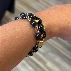 St. John Black and Gold Statement Bracelet